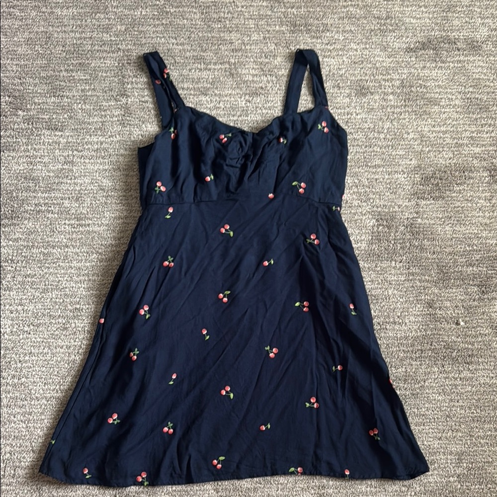 Old Navy Dark Blue Smocked Dress with Red Accents